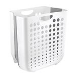 HOMESHOPA Collapsible Slim Laundry Basket, 18 Litre Space Saving Wall Hanging Storage Basket with Handle, Plastic Folding Laundry Hamper Bucket, Portable Dirty Clothes Organiser Wastebasket