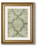 ARPEOTCY Gold Framed Pattern Wall Art, Living Room Bedroom Green Boho Wall Decor, Rustic Farmhouse Cottage Decor, Canvas Prints, Antique Picture Frame Floral Tapestry Vintage Paintings,11x14 Inch