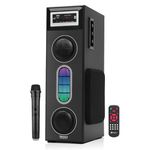 TRONICA Banjo-4 Tower Bluetooth Speaker | 50W Output | RGB Lights | Wireless Mic & Remote | Bluetooth 5.0, USB/AUX/FM | MDF Wood Cabinet | Digital Bass Control | Surround Sound for TV, Music & Movies