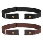 JASGOOD Men No Buckle Belt Buckle Free No Show Elastic Belts Women Unisex Invisible Adjustable Waist Belt for Jeans Pants 2 Pack(C-Black+Coffee,Fits Pant Size 30''-48'')