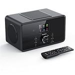 Bluetooth Internet Radio with DAB+ | 100 Watt 2.1 Speakers with In-Built Subwoofer | FM Radio, Spotify Connect, Podcasts | AUX & USB | Dual Alarm, 90+ Presets & Remote Control | MAJORITY Bard (Black)