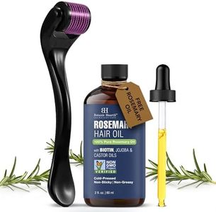 Botanic Hearth Derma Roller for hair growth with Rosemary Hair Oil (2oz) | Micro needling roller .25 mm Titanium 540 needles for Scalp & Beard | for Women & Men | Includes Biotin, Jojoba & Castor Oil