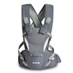 LuvLap Comfy Plus Newborn Baby Carrier with Hip Seat, Ergonomically Designed (6-24 Months), 6 Baby Carrying Modes, Carrying Capacity 15Kg, Grey