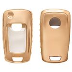 kwmobile Car Key Cover Compatible with Vauxhall (Opel) 2-3 Button Car Flip Key - Soft TPU Fob Cover for Car Keys - Gold High Gloss