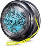 SHUNGRU Yoyo D1 Black Professional Responsive Yoyo for Kids, 2A Looping Yoyo for Beginners , Plastic Yoyo Looping Yo-yo for 2A Trick with 6 Strings, Yo Yo Glove, Yo-yo Bag