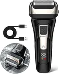 Gertzy Electric Shaver for Men Face, Men's Razor, Cordless Beard Foil Shavers with Pop Up Trimmer, Wet Dry Waterproof Rechargeable Type-C Charging, LED Display (Black)
