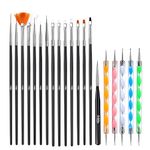 Beauté Secrets 20 Pcs Nail Art Brushes, Nail Art Design Painting and Drawing UV Polish Brush Tool Kit,Dotting Tool, Acrylic Nail Art Design Painting Tool Pen Polish Nail Brush Set