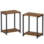 VASAGLE Set of 2 Side Tables, 2-Tier Sofa Side Tables, Bedside Tables with Steel Frames, for Living Room, Bedroom, Home Office, Industrial Style, Rustic Brown and Black LET272B01