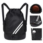 Drawstring Gym Backpack, Waterproof Sports Bag with Shoe Compartment, Large Capacity Gym Bag, PE Bag, Sports Backpack for Men Women, Durable Drawstring Backpack for Football, Swimming, Holiday