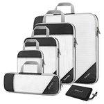 Gonex Compression Packing Cubes, 6 PCS Travel Luggage Packing Organizers with Mesh Extensible Suitcase Organiser for Travel, Black