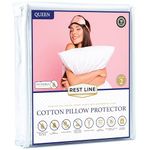 Restline Zip-Up Pillow Protectors Queen Size 20 x 30” Pillow Cover. Set of TWO Zipper Pillow Cases – Dust Mite Pillow Cover, Bed Bug Protection and Waterproof Pillow Case. No-Noise Waterproof Pillow Covers