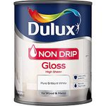 Dulux Non Drip Gloss High Sheen Paint For Wood And Metal, Pure Brilliant White, 1.25 L