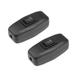 uxcell Inline Cord Switch AC 250V 3A On-Off-On Control DPDT Feed-Through Rocker Switch for Bedroom Table Lamp Desk Light, Black (Pack of 2)