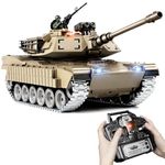 Supdex RC Tank, 1:18 Metal M1A2 Abrams Remote Control Model Toys, 2.4Ghz Military RC Tank That Shoots BBS for Adults and Kids, RC Army Vehicle Aged 6+ with Smoke, Sound and Lights