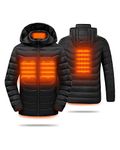 HEWINZE Heated Jacket for Men with Battery Pack 7.4V, Lightweight Electric Puffer Veste Chauffante with Detachable Hood, Large