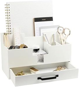 BLU MONACO White Wooden Office Supplies Organizer