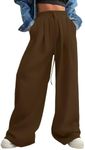 Aleumdr Womens Wide Leg Sweatpants 2024 Fall Trendy Baggy Pants High Waist Track Pants Dark Brown Small