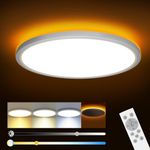 slochi 29CM Dimmable Ceiling Light, 24W Bathroom Ceiling Light with Remote Control, Night Light 1800k Warm, 3000-6500K Color Changing, Round Flush LED Ceiling Lights for Living Room Kitchen Bedroom