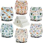 Mama Koala 3.0 Cloth Diapers for Babies with AWJ Lining, 6 Pack with 6 Natural Cloth Diaper Inserts - Reusable and Washable Pocket Diapers (in The Sea)