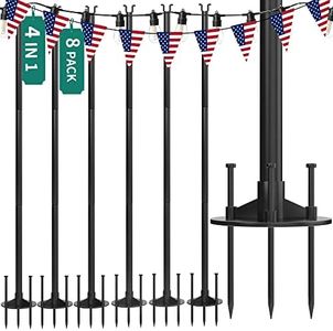 YITAHOME 8 Pack String Light Pole, 11ft 4-in-1 Outdoor String Light Pole Stand to Hang String Lights for Patio, Garden, Backyard, Wedding, Parties, Deck, Fence - Classic Black