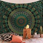 Mandala tapestry Hippie Room Decor Bohemian tapestries Wall Hanging boho tapestry for Bedroom Mystic Chakra Meditation Peacock Decor Tapestry Decoration for Living Room Backdrop Dorm (Round)