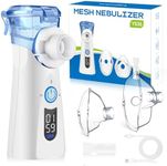 VapoZen Mesh Nebuliser Machine for Adults,Ultrasonic Portable Nebuliser for Adults & Kids,Rechargeable Atomiser with 2 Masks and Mouthpiece,Silent Handheld Smart Digital Display Nebulizer for Home