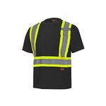 Pioneer Hi Vis Safety Shirt - Lightweight Moisture-Wicking Work T-Shirt With Reflective Tape - Class 1 - Black