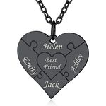 Engraving 4 Name Necklace Personalised Heart Pendant for Women Meaningful Family Friendship Jewelry Gifts for Mum Women Girlfriend Granddaughter