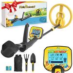 Metal Detector for Kids-Kids Metal Detector High Accuracy with Backlit LCD Display, Junior Metal Detector for Kids 7.5 Inch Waterproof Search Coil, Adjustable (32"-40") Metal Detector for Kids ages 7+