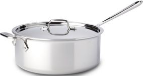 All-Clad 4206 Stainless Steel Tri-Ply Bonded Dishwasher Safe Deep Saute Pan with Lid/Cookware, 6-Quart, Silver