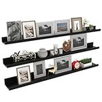 Giftgarden 47 Inch Long Black Floating Shelves, Wall Mount Picture Ledge Photo Shelf Large Display Shelving for Living Room Bedroom Office, Set of 3 Different Sizes