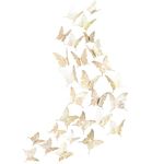 3D Champagne Gold Swallowtail Butterfly Shining Metallic Glittering Paper Wall Decal Gadget Removable Mural Sticker for Living Room, Shop Window, School, Art Decor and as Decoration for Theme Party