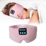 SYPVRY Sleep Headphones Silk Bluetooth Eye Mask Soft Sleep Mask Headband Headphones Wireless Bluetooth Sleep Mask with Speaker Microphone Adjustable Music Blindfold Mask, Pink