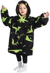 QFULFUN Wearable Blanket Hoodie for Kids Toddlers Cozy Oversized Hooded Blanket Sweatshirt with Pocket for Little Girl Boy, Dinosaur-2, One Size