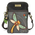 CHALA Crossbody Cell Phone Purse-Women Canvas Multicolor Handbag with Adjustable Strap- Special Edition, Dragonfly - Gray, One Size