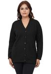 URBANROCK Women's Woolen V-Neck Cardigan Sweater with Front Pockets for Winter Wear (in, Alpha, L, Regular, Black)