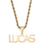 INBLUE Personalized Name Necklace Plate Pendent for Men Women Custom Big Initial Letter Number Necklaces with Curb Chain/Rope Chain Hip Hop Jewelry(A1: Gold)