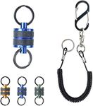 Maxcatch Magnetic Fly Fishing Net Release Holder with Carabiner Clip and Lanyard(Blue+Retractable Coil, 1 Pack)