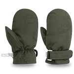 Peecabe Baby Boys Girls Winter Gloves Warm Fleece Toddler Mittens for Kids Unisex Waterproof Snowboard 1-5 Years (Army Green, 1-2 Years)