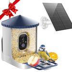 SOLIOM BF02 Bird Feeder with Camera Wireless Outdoor, 2K HD Wild Bird Watching Cam with Full Color Night Vision, AI Identify Bird Species, Live View, Instant Notifications with 3W Solar Panel
