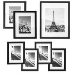 SONGMICS Collage Picture Frames, Set of 7 Photo Frames, Collage Frames, Clear Glass Front, Ink Black URPF37BK