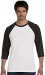 Bella Canvas Unisex 3/4-Sleeve Baseball T-Shirt - WHT FLCK/CHAR TRIBLND - XS