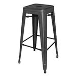 Bolero Steel Bistro High Stools Black 760X430X430mm Bar Breakfast Seat Chair 4pc