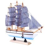 BESPORTBLE 1pc 24cm Sailboat Ornament Wooden Sailing Boat Ocean for Home Nautical Decor Feng Shui Sailboat Ornament Wood Sailboat Craft Boat Party Gold U.k. Non-woven Fabric Seaside