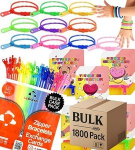 UpBrands Case Pack of 1800 Valentine's Day Cards with Unicolor Fidget Zipper Bracelets Per Box – Bulk Gifts for Schools, Charities, and Businesses