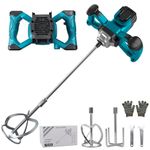Cement Mixer Compatible with Makita 18V Battery, 3200W Portable Paint Mortar Mixer with 6 Speed, Max 680 RPM, Electric Concrete Stirrer for Mixing Fodder Mortar Paint Glue Putty (No Battery)