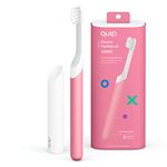 Quip Sonic Toothbrush for Kids - Timed Electric Toothbrush with Small Replaceable Brush Head - Soft Bristles, Rubber Handle, 3 Month Battery Life - Travel Toothbrush - Pink