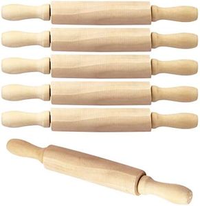 BILLIOTEAM 6 Pack 8 Inch Mini Wood Rolling Pin,Great for Children Kids Girls and Boys,Small Wooden Rollers for Art and Crafting,Baking,Cookie Dough,Cooking,Clay,Play Doh