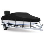 Fuprosico 600D Waterproof Boat Cover with Motor Cover 20-22 ft Fits Bass Boat, V-Hull Boat Runabouts, Boat 20'-22' Foot, Heavy Duty Boat Covers Marine Grade Canvas, Black