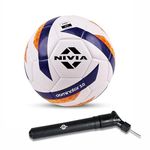 Nivia Dominator 3.0 Football with Ball Pump, Match Ball, 32 Panels, Durable & Soft PU Leather, FIFA Basic, to Play on Both Natural and Artificial Grass (Size - 5, Multicolor)
